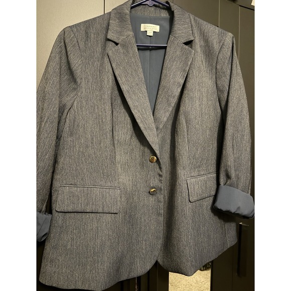 Tahari Arthur S. Levine Jackets & Blazers - Tahari Arthur S. Levine Women's 14W Blue Button Blazer Lined Long Sleeve Pockets